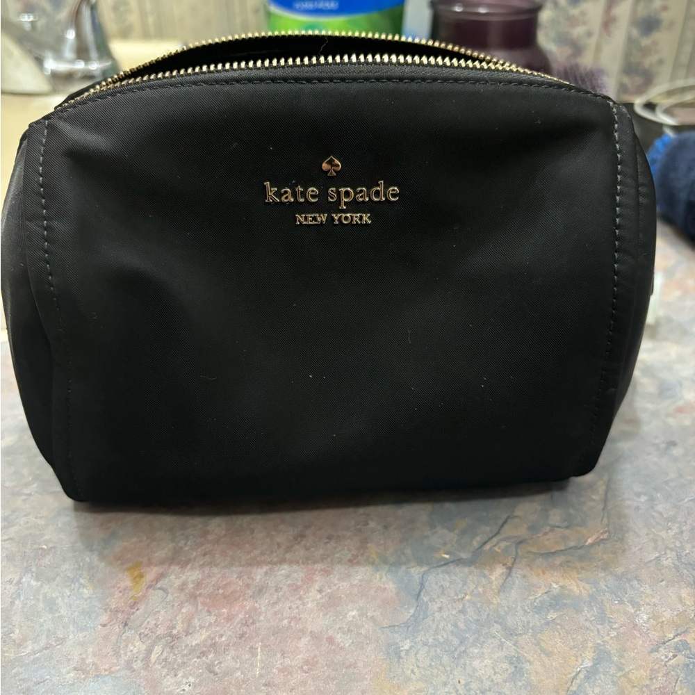 Kate Spade Black Cosmetic Case with Gold Accents